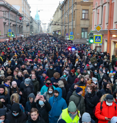 Акция протеста 31 января в Санкт-Петербурге. Фото: Петр Ковалев / ТАСС